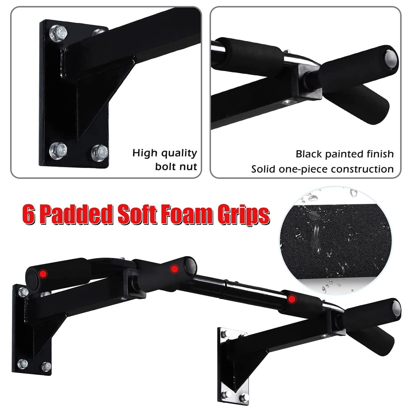 ISE Barra de Dominadas de Pared, Barra Fija Multifuncional para Flexiones, Barra Dominadas Pared TRX entrenamiento en casa, Pull Up Bar tubos de acero, Dominadas En Casa