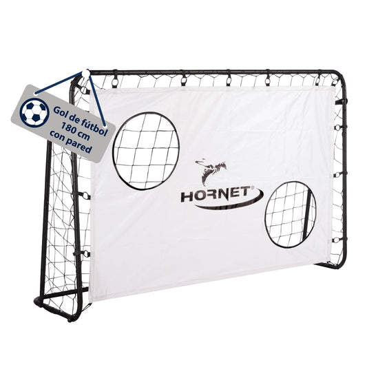 HUDORA Portería de Fútbol Hornet 180 con Pared Goal - Portería de fútbol al Aire Libre para niños y Adultos - Portería con Red Desmontable y Dos Agujeros Reforzados