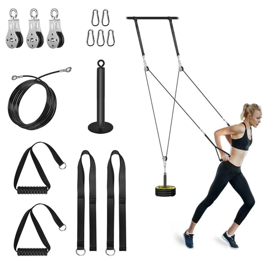 Poleas Gimnasio para Casa, Sistema de Polea Cable Máquina de Musculacion Accesorio de Entrenamiento para Máquinas de Brazo (4m Cable)