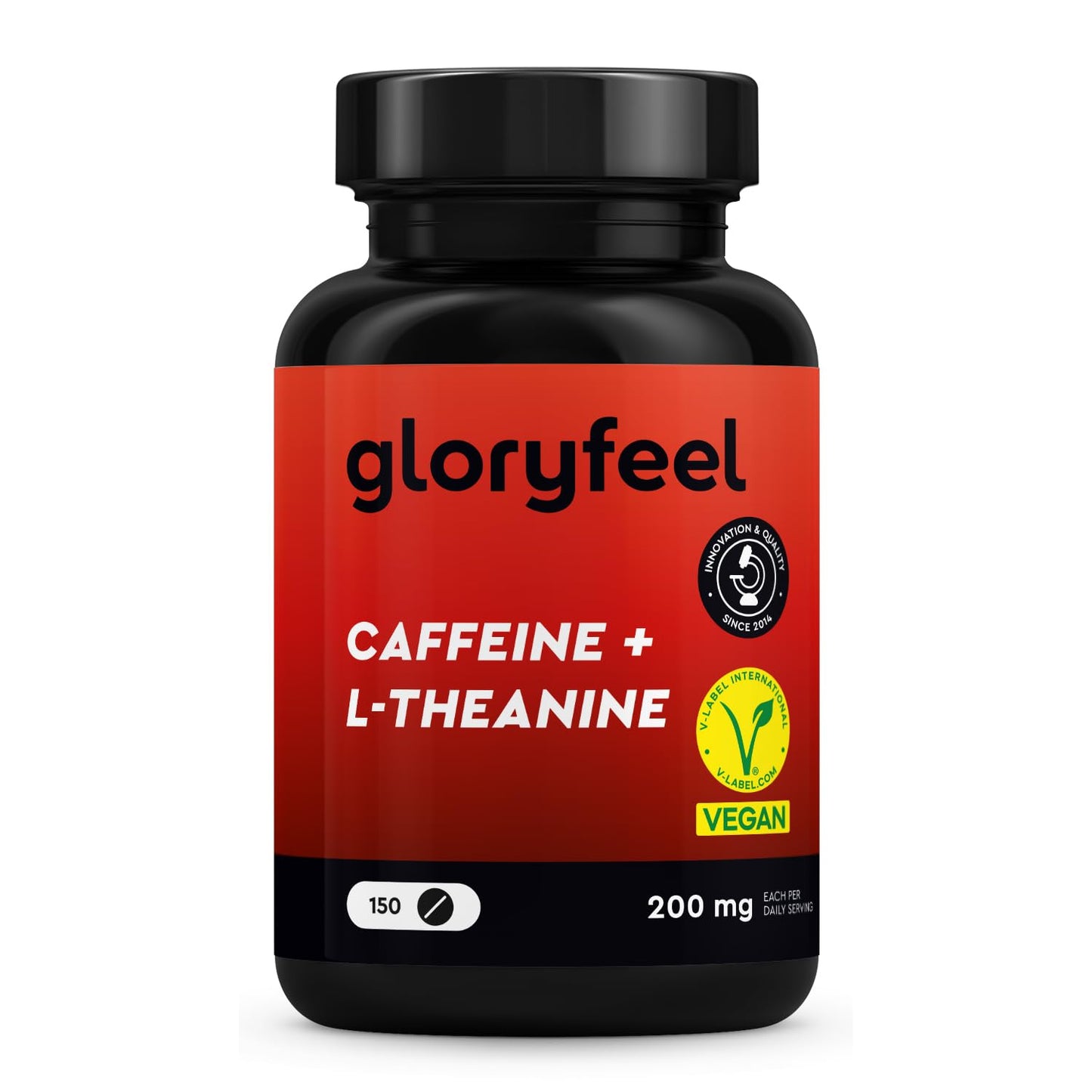L-Teanina + Cafeína en Altas Dosis - 150 Tabletas con 200mg de Cafeína y 200mg de L Teanina de extracto de Té Verde por dosis diaria - 100% vegano y probado en laboratorio