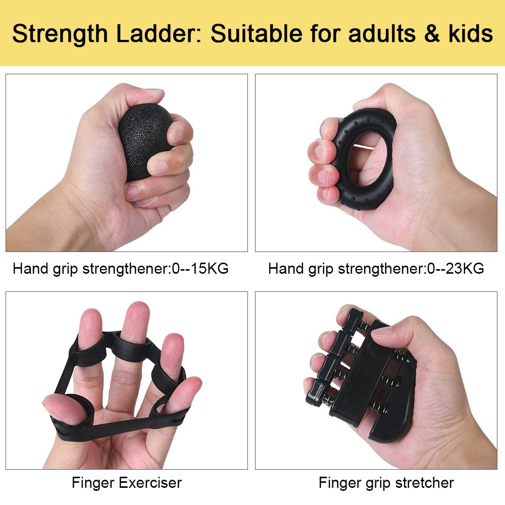 Vicloon Hand Grip para Antebrazo Ejercitar 5 Piezas Ajustables Fortalecedores de Agarre de Mano de 5-60KG Entrenador de Músculos de Mano Utilizado para Entrenamiento Antebrazo Muñeca Apretón de Manos