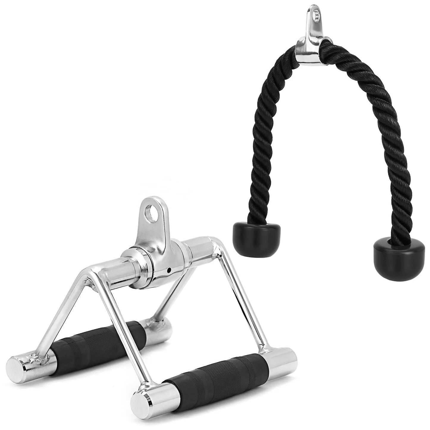 QWORK® Cuerda de tríceps y Mango de tríceps - con articulación giratoria - Accesorios para máquinas Cable Gimnasio