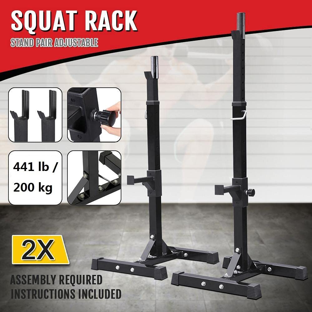 Yaheetech Soporte para Pesas Sentadillas Soporte Barra Pesas Barra Pesas Musculacion Estante Barra Levantamiento Gimnasio Ajustable MAX 250 KG