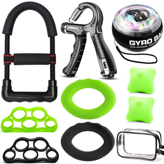 Fortalecedor de agarre de mano,antebrazo fortalecer, 10 piezas de entrenador de antebrazo con agarre de resistencia ajustable, fortalecedor de muñeca, Wrist ball, ejercitador estirador de dedos