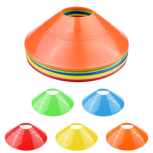 Fousenuk 20 Piezas Conos Entrenamiento, Conos Marcadores con Bolsillos de Malla, Conos Agilidad Redondos, Conos de Disco para Entrenamiento de Fútbol, Marcado de Canchas (5 Colores)