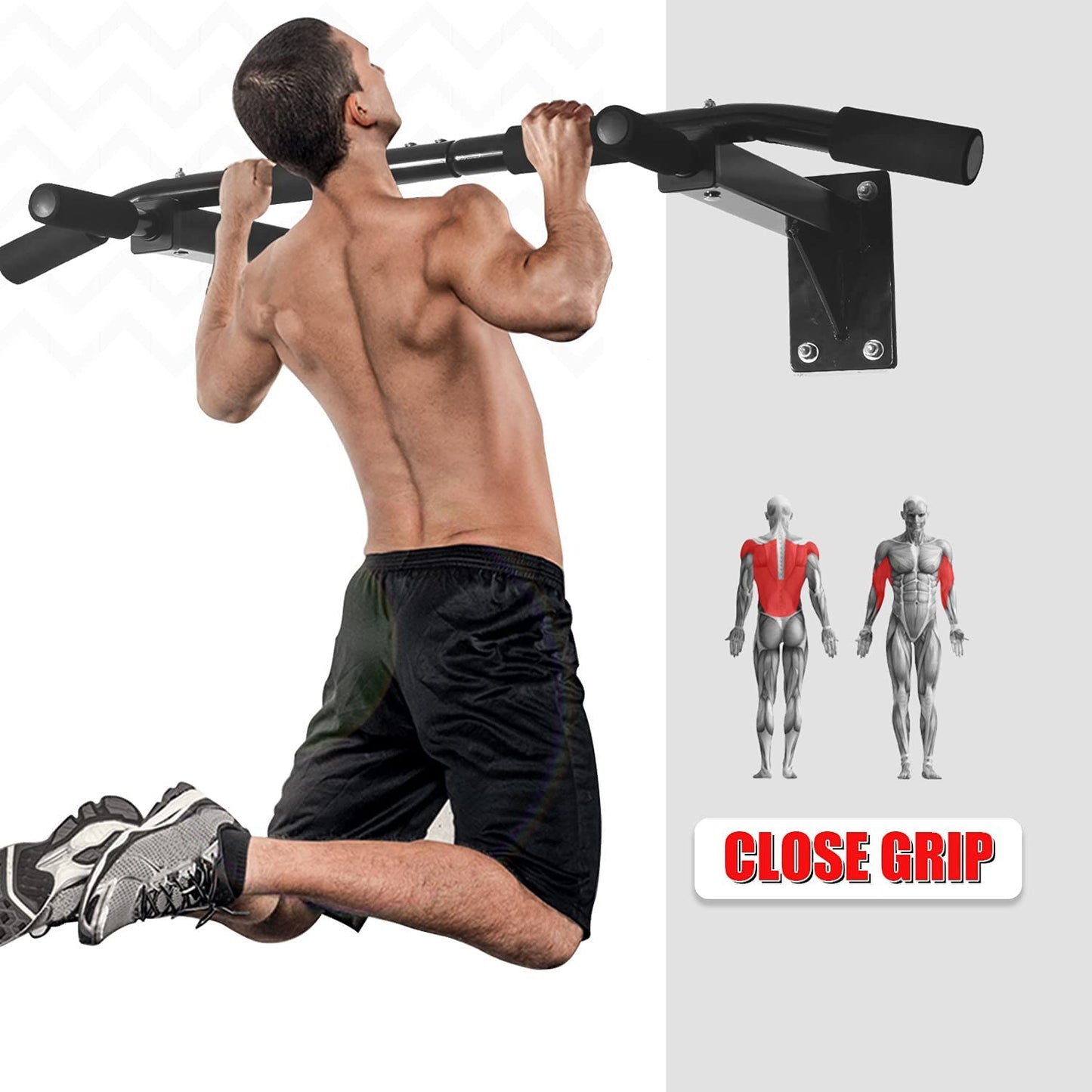 ISE Barra de Dominadas de Pared, Barra Fija Multifuncional para Flexiones, Barra Dominadas Pared TRX entrenamiento en casa, Pull Up Bar tubos de acero, Dominadas En Casa