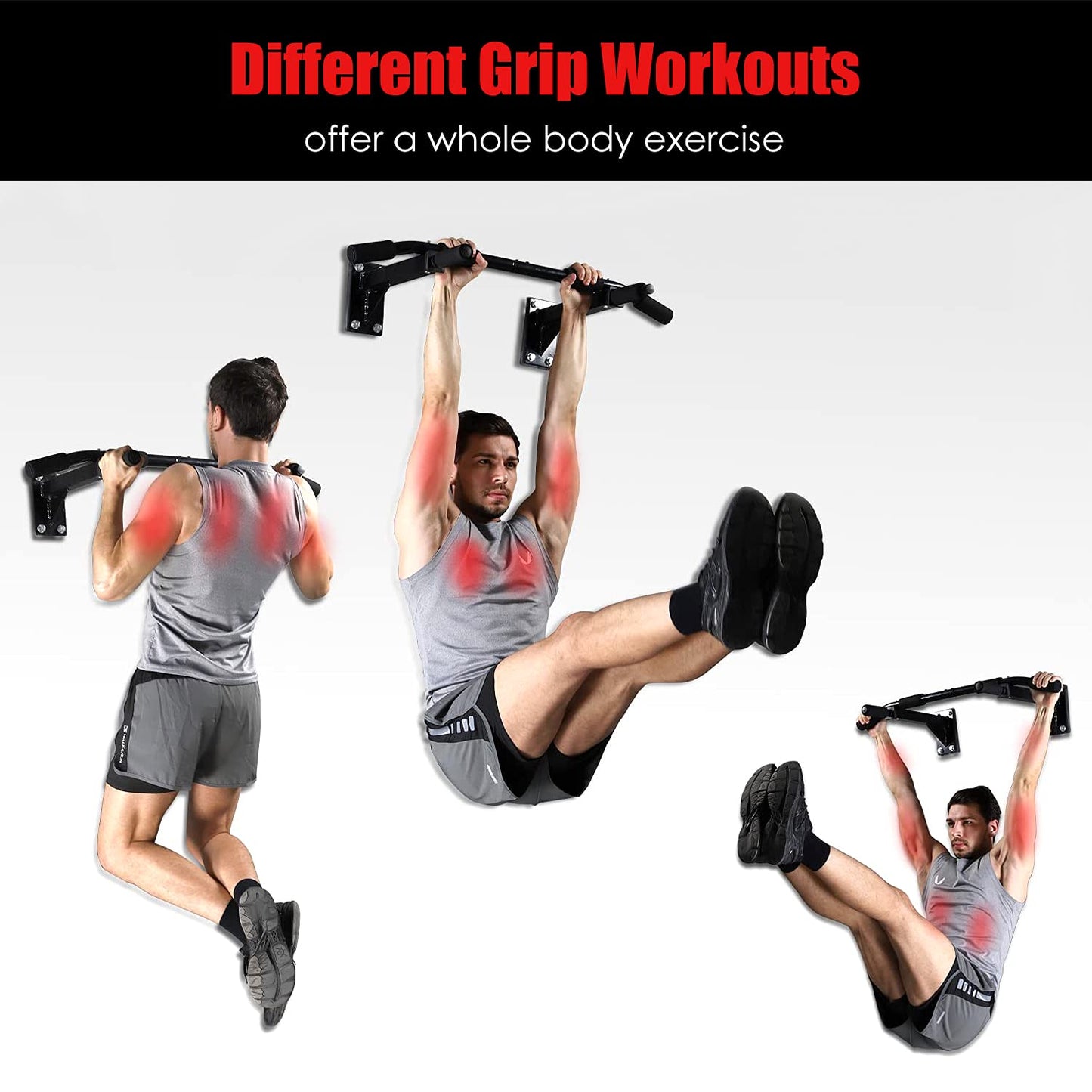 ISE Barra de Dominadas de Pared, Barra Fija Multifuncional para Flexiones, Barra Dominadas Pared TRX entrenamiento en casa, Pull Up Bar tubos de acero, Dominadas En Casa