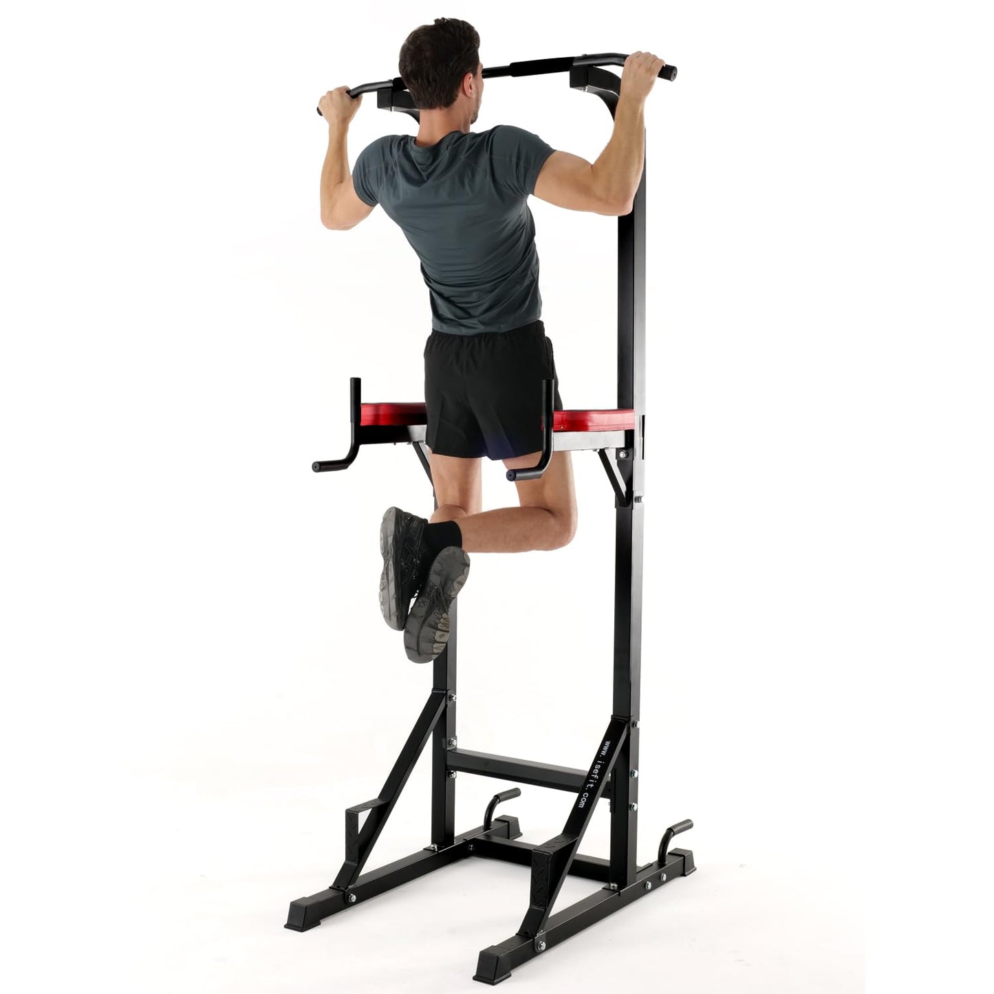 ISE Maquina Dominadas, Estación de Musculación, Torre de Gimnasio Entrenamiento Multifuncional, Multiestación con Barra de Dominadas Fitness, Power Tower de Pull-up, Ejercicio Fuerza Gimnasia