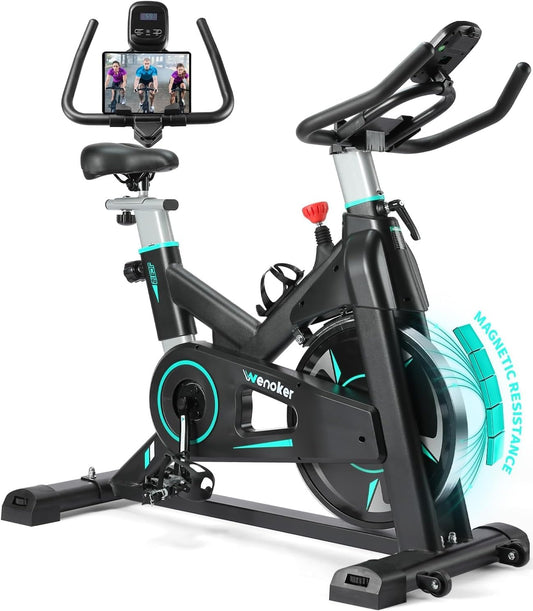 [2025 Actualizado]Wenoker Bicicleta de apartamento, resistencia magnética ajustable, bicicleta de ejercicio con asiento cómodo y pantalla, entrenamiento cardio Home Trainer,capacidad de carga de 160kg