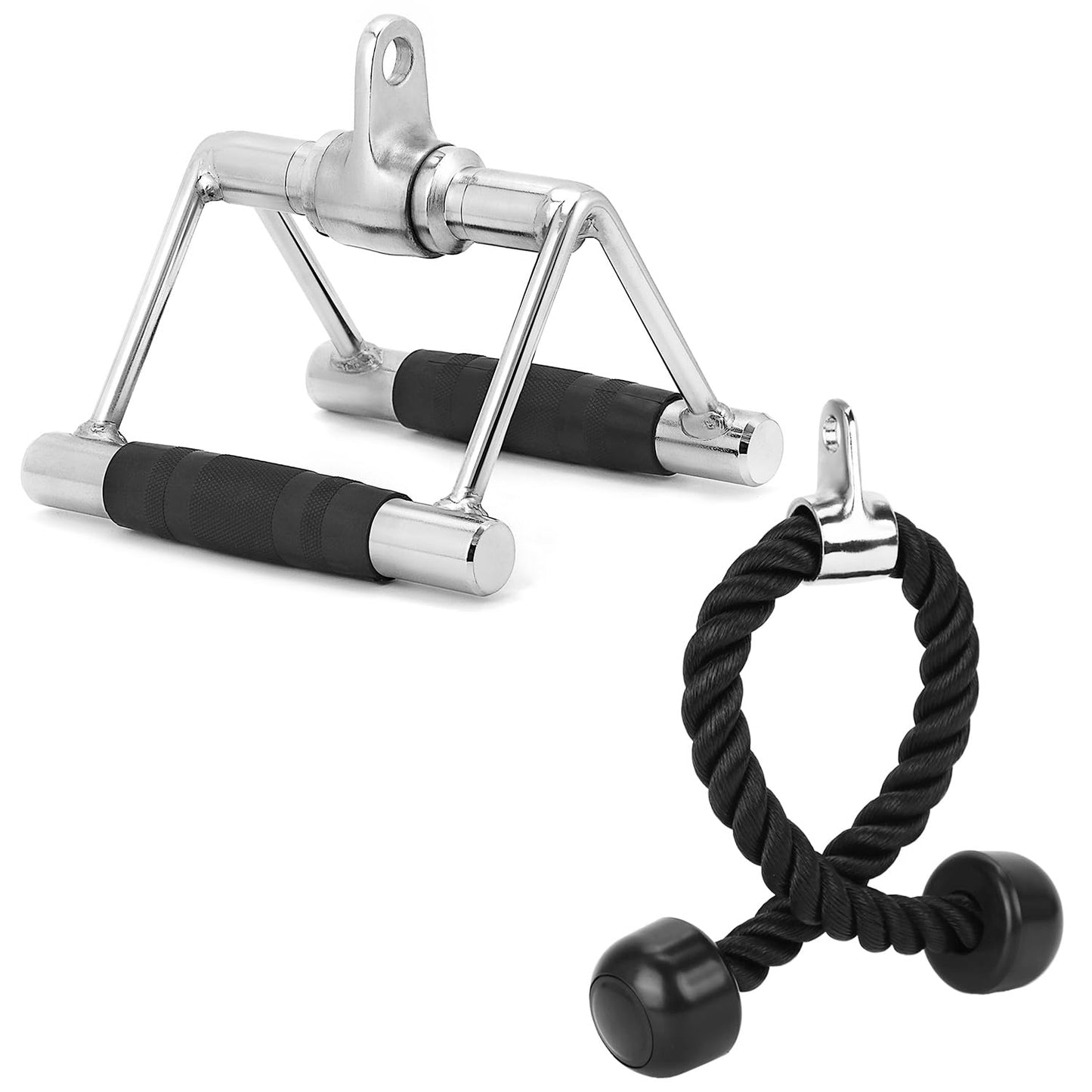 QWORK® Cuerda de tríceps y Mango de tríceps - con articulación giratoria - Accesorios para máquinas Cable Gimnasio