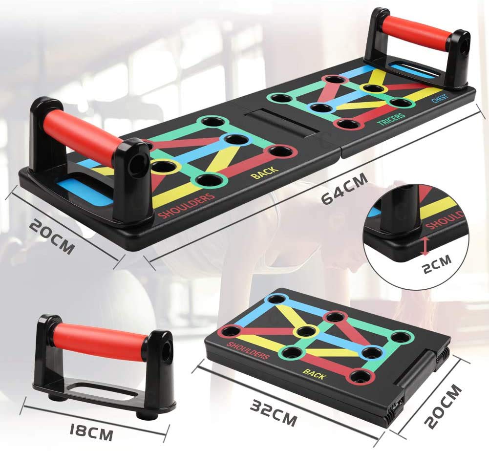 Cretee 12 en 1 Plegable Push Up Rack Board Train Gym Gym Fitness System Workout Ejercicio Soportes para Entrenamiento Corporal