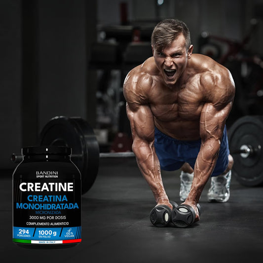 Bandini® Creatina Monohidratada en Polvo 1kg/1000g Pura - Para mejorar el Rendimiento y la Potencia Muscular - A base de Monohidrato de Creatina - Suplemento sin aditivos - 100% vegano