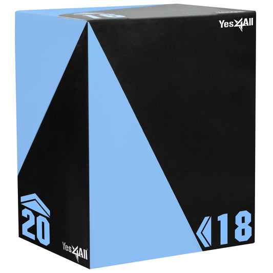 Yes4All 9PRY Caja pliométrica blanda unisex, 50,8 cm x 45,7 cm x 40,6 cm - 12 KG, caja pliométrica para entrenamiento de saltos, azul claro