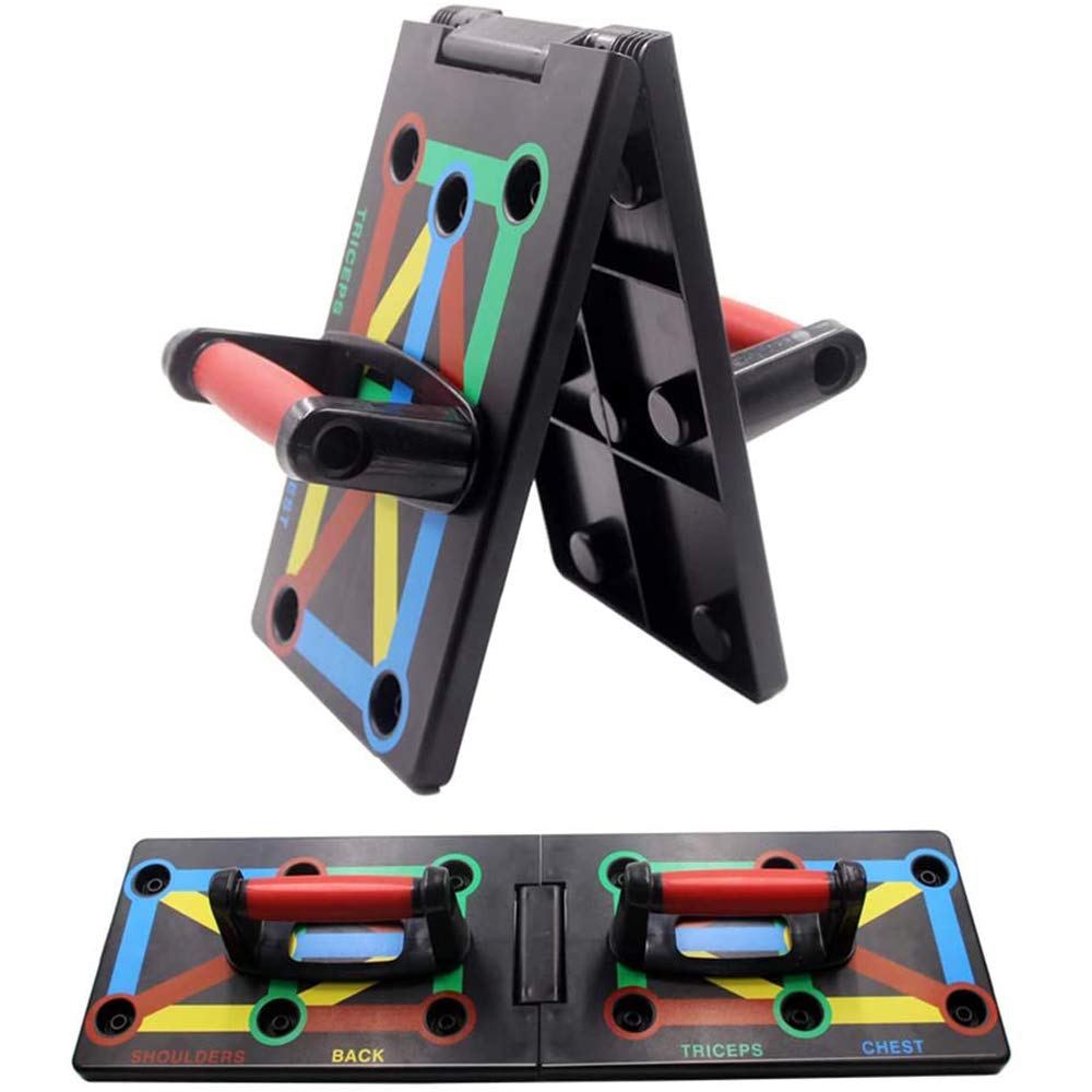 Cretee 12 en 1 Plegable Push Up Rack Board Train Gym Gym Fitness System Workout Ejercicio Soportes para Entrenamiento Corporal