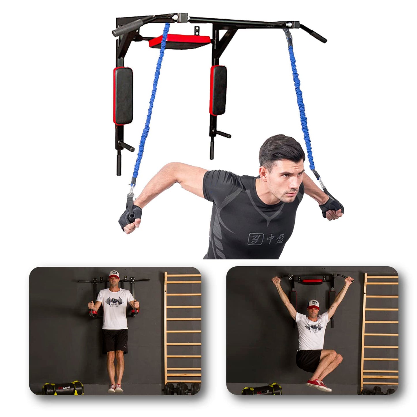 CCLIFE Barra de Dominadas para Pared con Múltiples Agarres, Barra de Tracción de Fitness, Barra para Hacer Dominadas Max.200kg, ZERRO