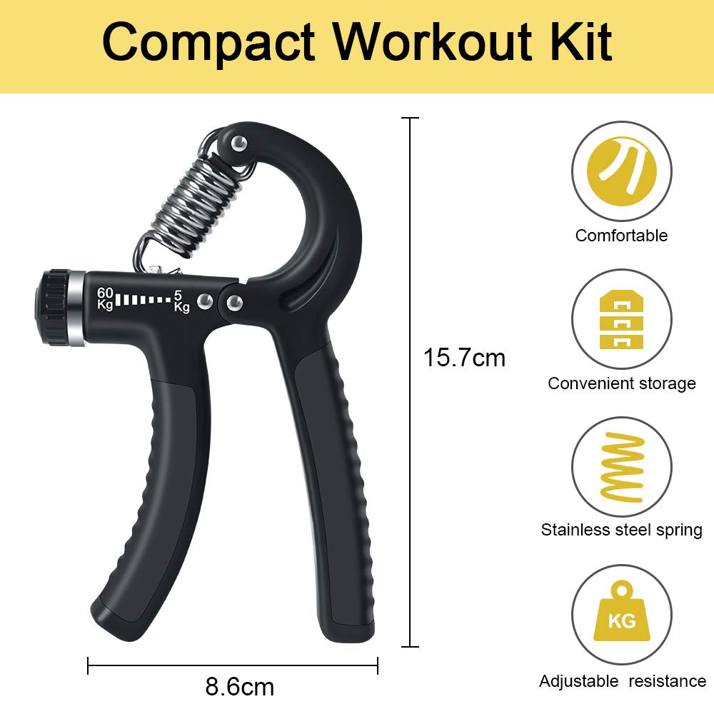 Vicloon Hand Grip para Antebrazo Ejercitar 5 Piezas Ajustables Fortalecedores de Agarre de Mano de 5-60KG Entrenador de Músculos de Mano Utilizado para Entrenamiento Antebrazo Muñeca Apretón de Manos