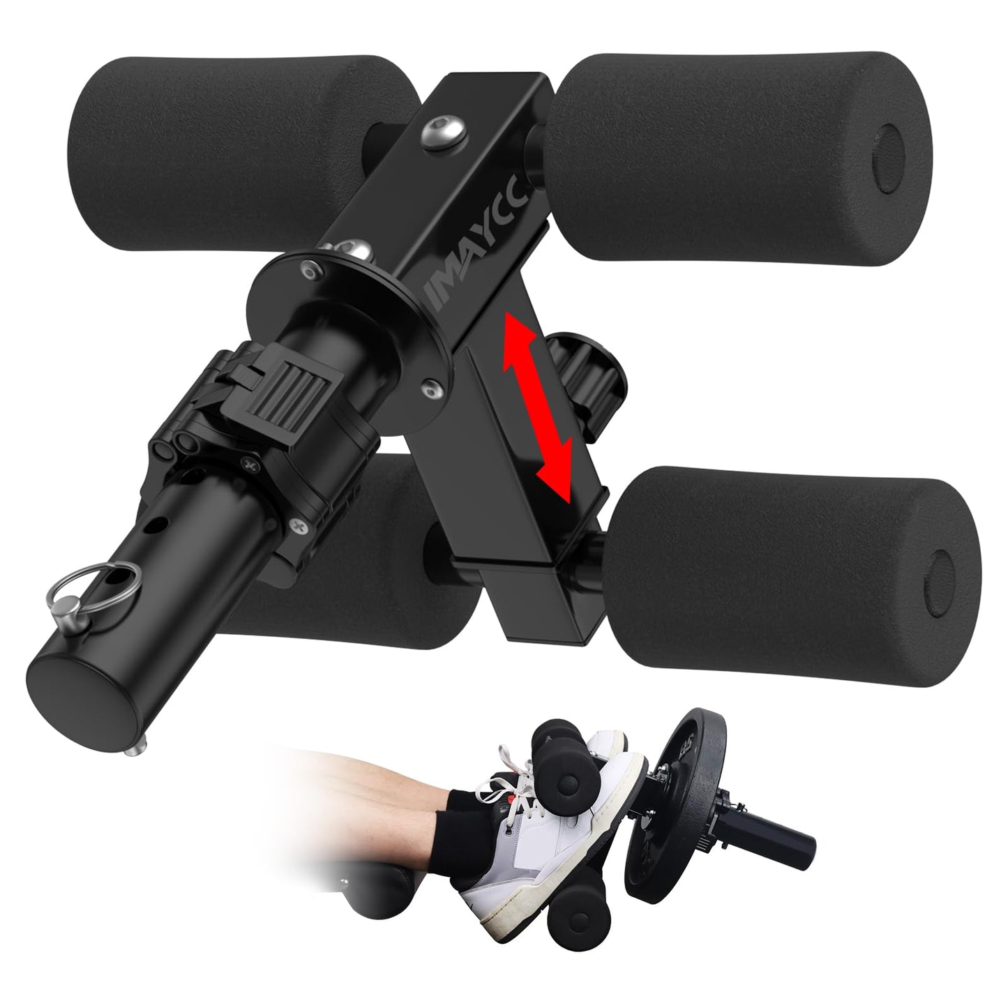 IMAYCC Tib Bar Tibialis Trainer Ajustable Entrenador Tibialis Anterio para el Entrenamiento de los Músculos de la Pantorrilla/Espinilla/Tobillo Fitness para Platos de Peso Olímpicos de 2''