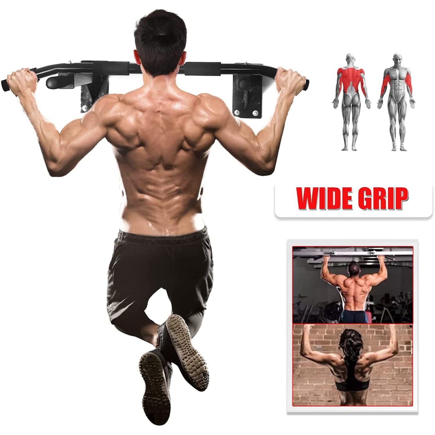 ISE Barra de Dominadas de Pared, Barra Fija Multifuncional para Flexiones, Barra Dominadas Pared TRX entrenamiento en casa, Pull Up Bar tubos de acero, Dominadas En Casa