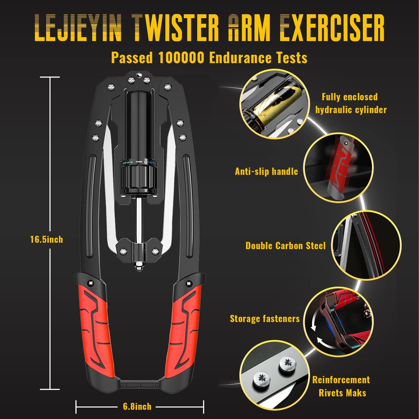 LEJIEYIN Barra Twister de Potencia Hidráulica Ajustable 10-200 kg, Doble Muelle Hidráulico para la Musculación de Pectorales y Hombros
