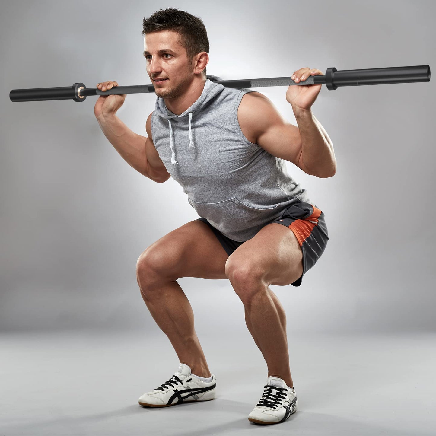 POWER GUIDANCE Barra olímpica para levantamiento de pesas, sentadillas, barras universales cromadas de 12 kg, 1,5 m / 157 cm (Black Sleeve Black Straight)