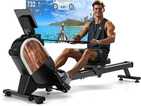 CHAOKE Maquina de Remo para Casa, Pistas Dobles Ultra Silenciosas y Estables,16 Niveles de Resistencia Magnético con App, Bluetooth y Pantalla LCD, Soporta hasta 160 KG, Fitness en Interiores