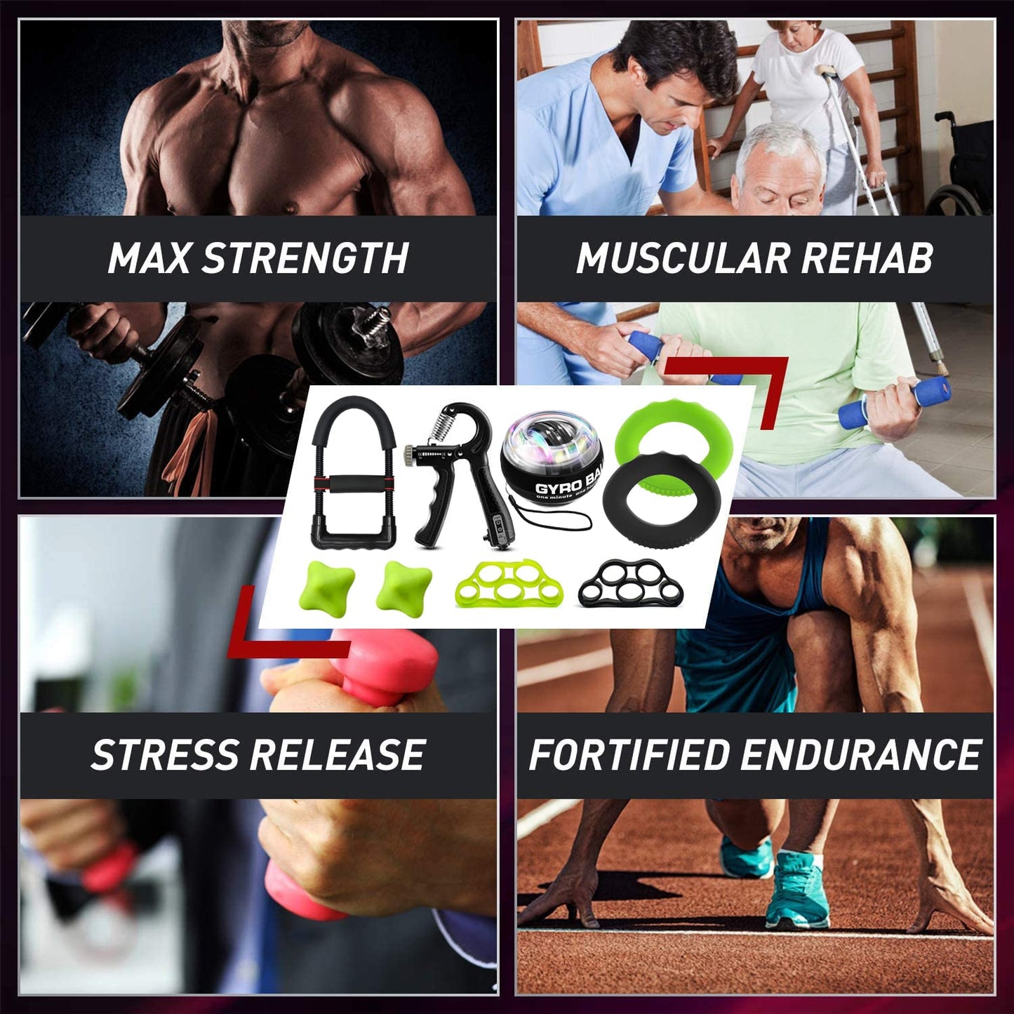 Fortalecedor de agarre de mano,antebrazo fortalecer, 10 piezas de entrenador de antebrazo con agarre de resistencia ajustable, fortalecedor de muñeca, Wrist ball, ejercitador estirador de dedos