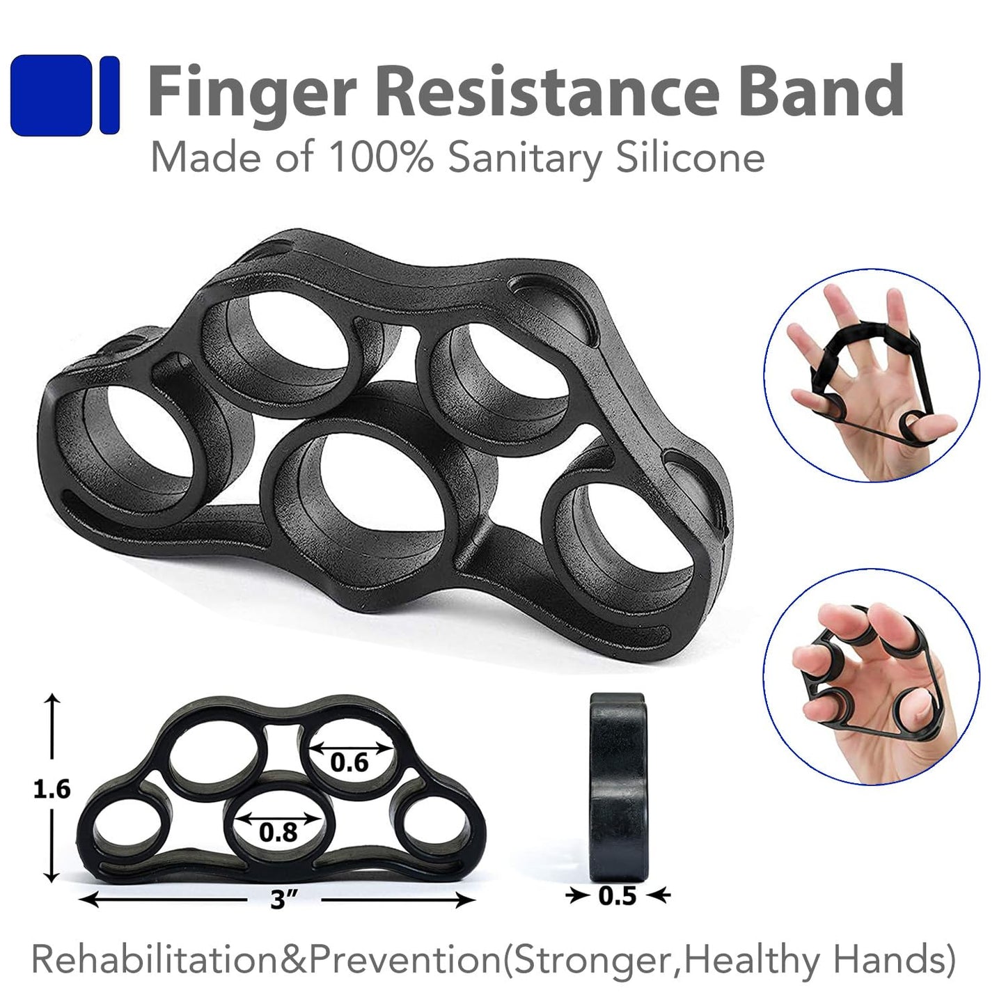 Hand Grip, Kit de Entrenamiento de Fuerza de Agarre con ejercitador de Manos, fortalecedor de Agarre, fortalecedor de Dedos,ejercitador de extensión Pelota antiestrés, Anillo de Agarre, gyro Ball
