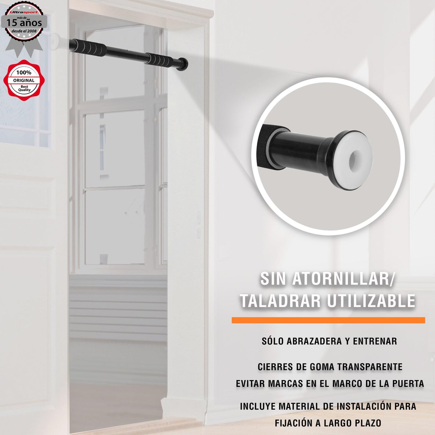 Ultrasport Barra de dominadas Doble para Puerta, Aparato para el Tren Superior, Ajustable para Anchos de 63-93 cm, Acero Robusto, Carga máxima 100kg, Unisex, Negro, 2-Way