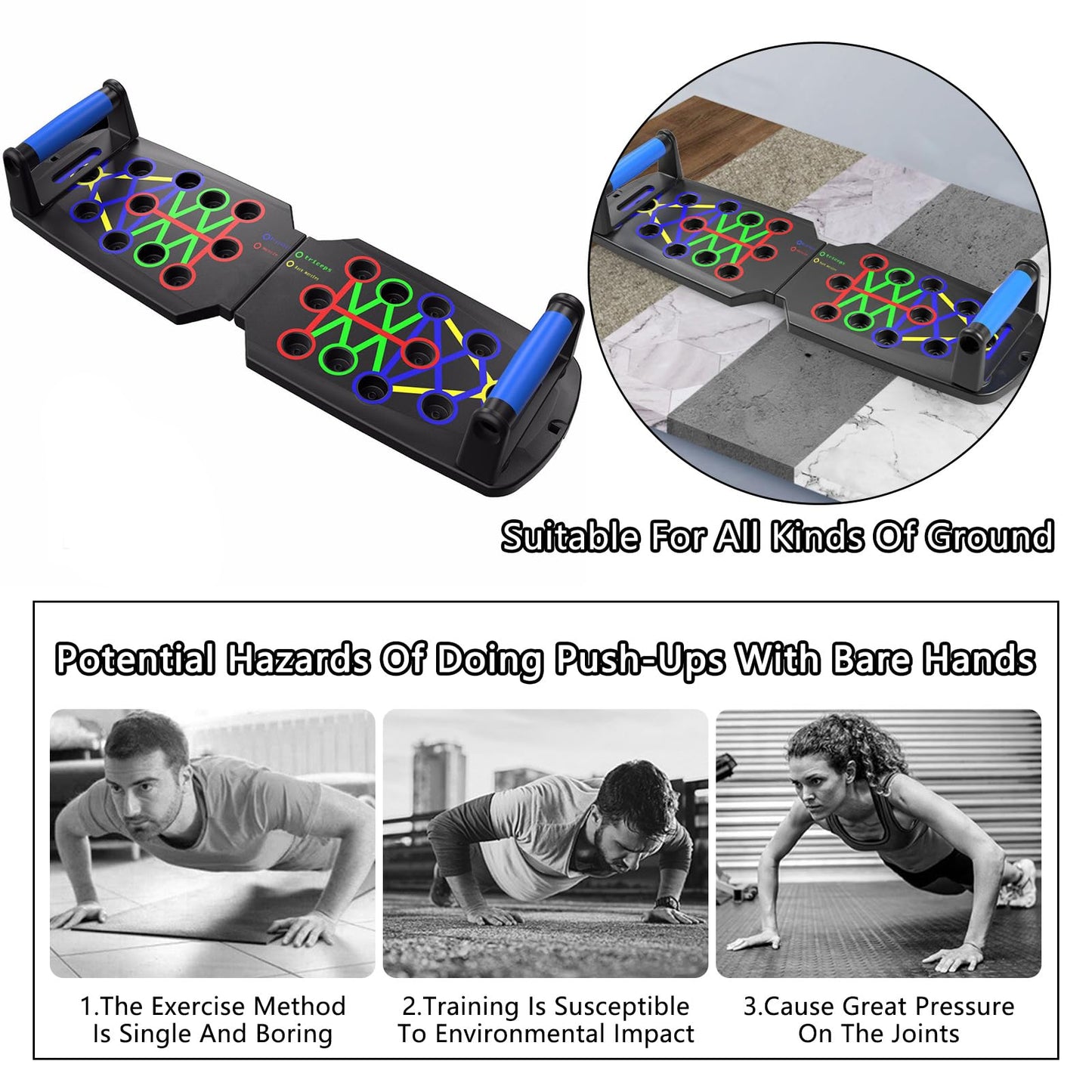 Wesoke Push Up Board Sistema de Soportes de Flexiones Multifuncionales 14 en 1 para Hombres y Mujeres, Barra de Realce portátil, Manijas de Realce de Entrenamiento de Fuerza de Gimnasio para Hombre