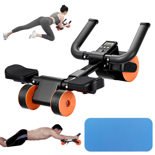 Bnlei Rueda Abdominale con Soporte de Codo y Rebote Automático【Tres Ruedas】Rodillo Abdominales Soporte Entrenamiento Absculpt, Maquina de Abdominales en Casa Gym Hombr y Mujer
