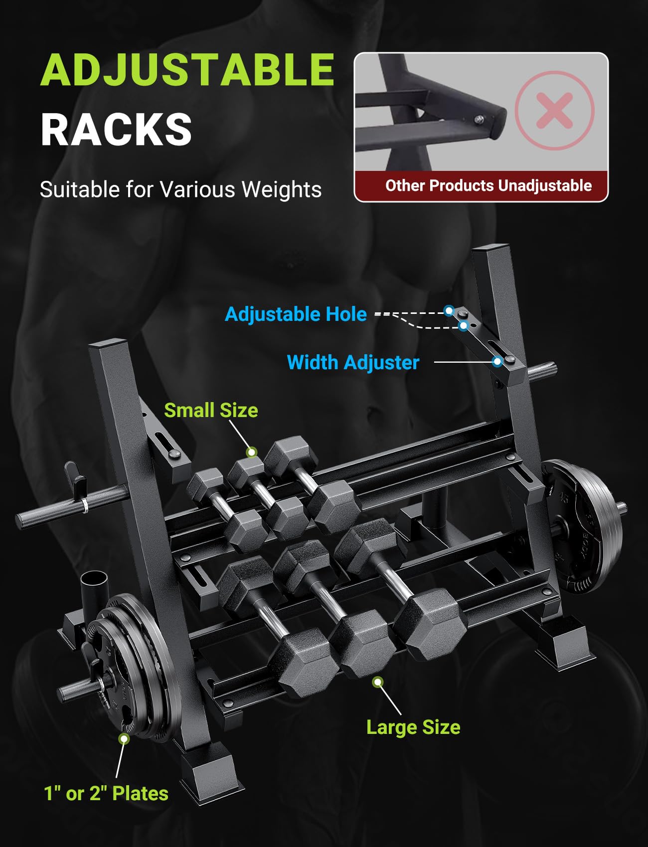 YOLEO Soporte Mancuernas Soporte para Mancuernas de 3 Niveles Deportivo de Interior Fitness en casa para Hombres Equipo de Gimnasio Soporte de Rack Solo Vende estanterías (3 Niveles Mejorado)