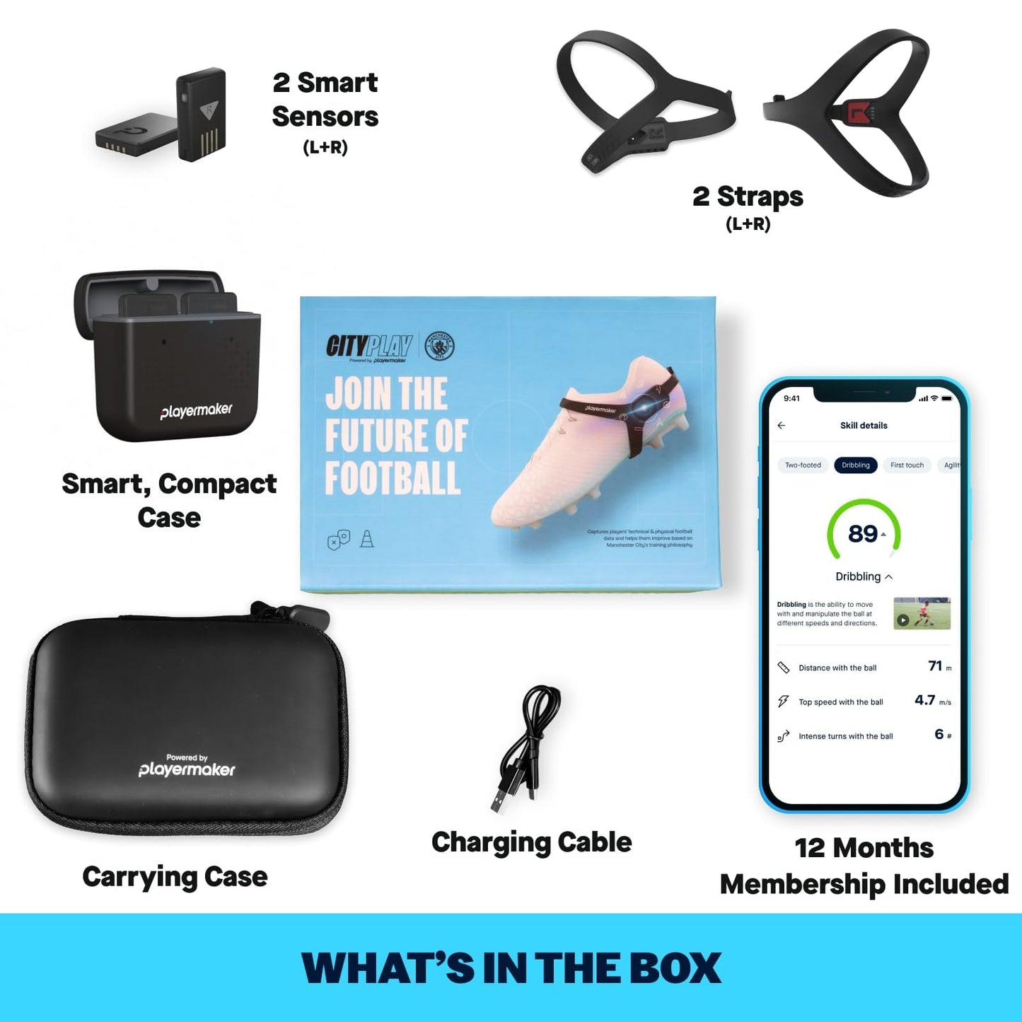 CITYPLAY Rastreador de fútbol Inteligente para Botas, Mejora tu Juego y controla más de 25 métricas físicas y técnicas, con suscripción Anual a la aplicación CITYPLAY para un Acceso Completo