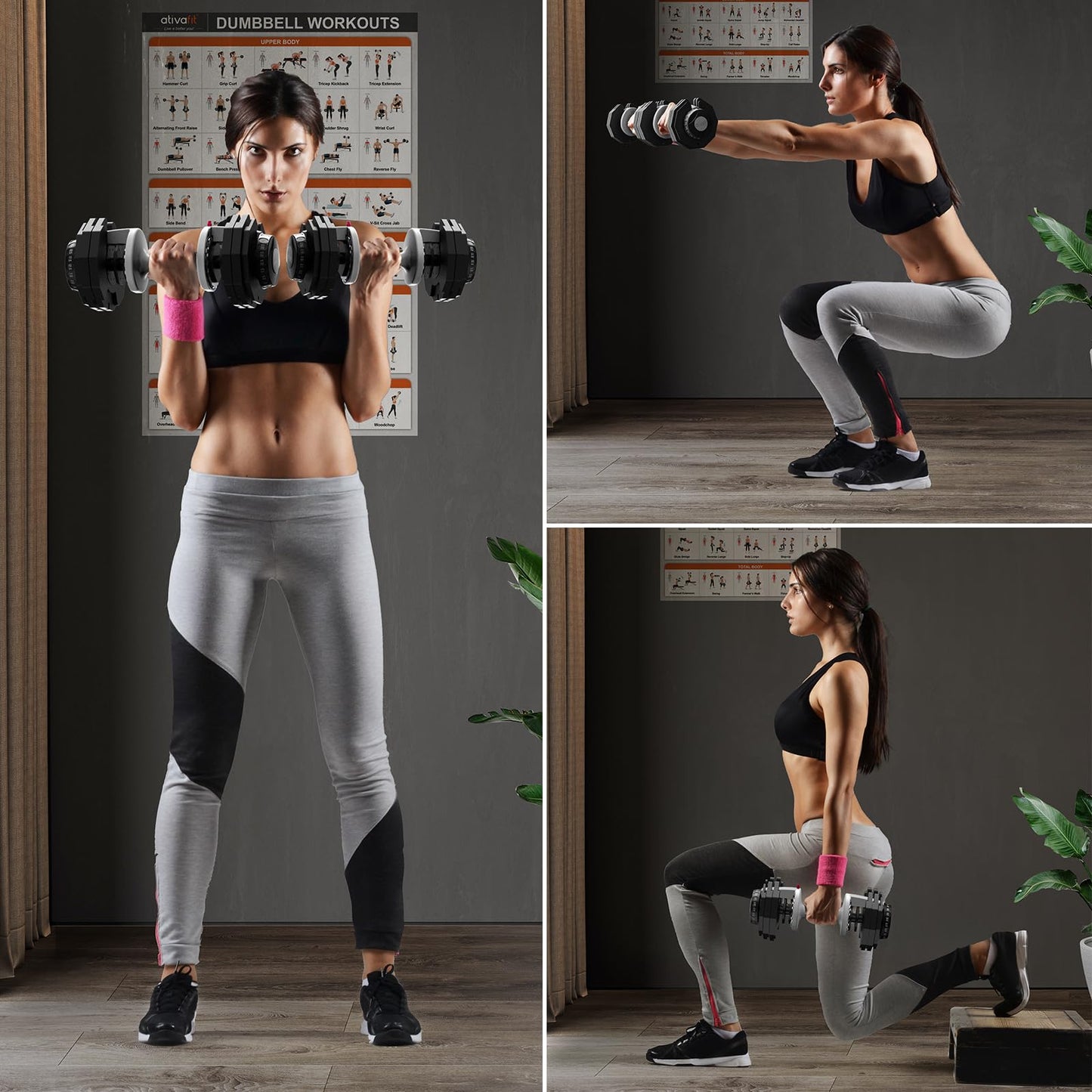 ATIVAFIT Mancuerna Ajustable para Gimnasio Home (Individual)-Ajuste Rápido de Peso con Mancuernas Musculacion, Levantamiento de Pesas, Entrenamiento