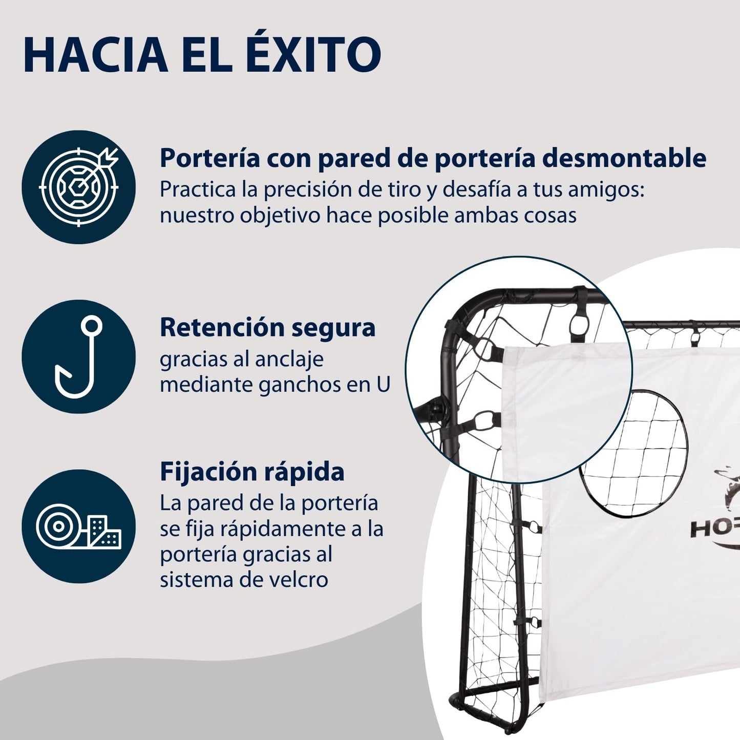 HUDORA Portería de Fútbol Hornet 180 con Pared Goal - Portería de fútbol al Aire Libre para niños y Adultos - Portería con Red Desmontable y Dos Agujeros Reforzados