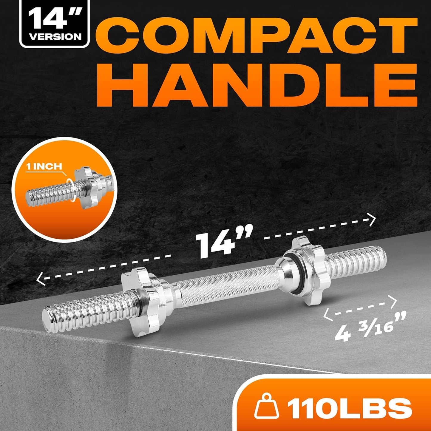 Yes4All Barra de Pesas para Mancuernas - 2 Barras Cortas 25mm, 30mm