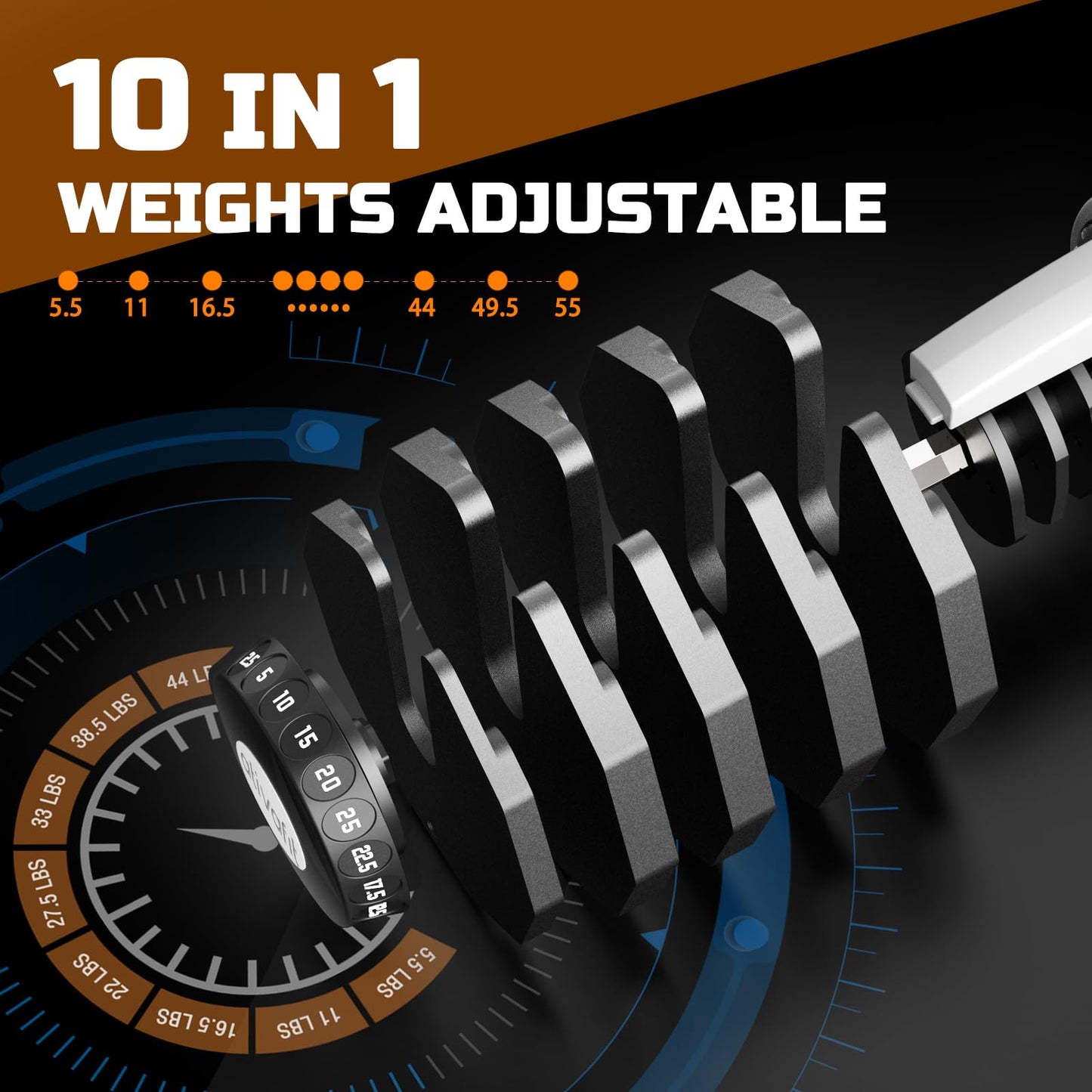 ATIVAFIT Mancuerna Ajustable para Gimnasio Home (Individual)-Ajuste Rápido de Peso con Mancuernas Musculacion, Levantamiento de Pesas, Entrenamiento