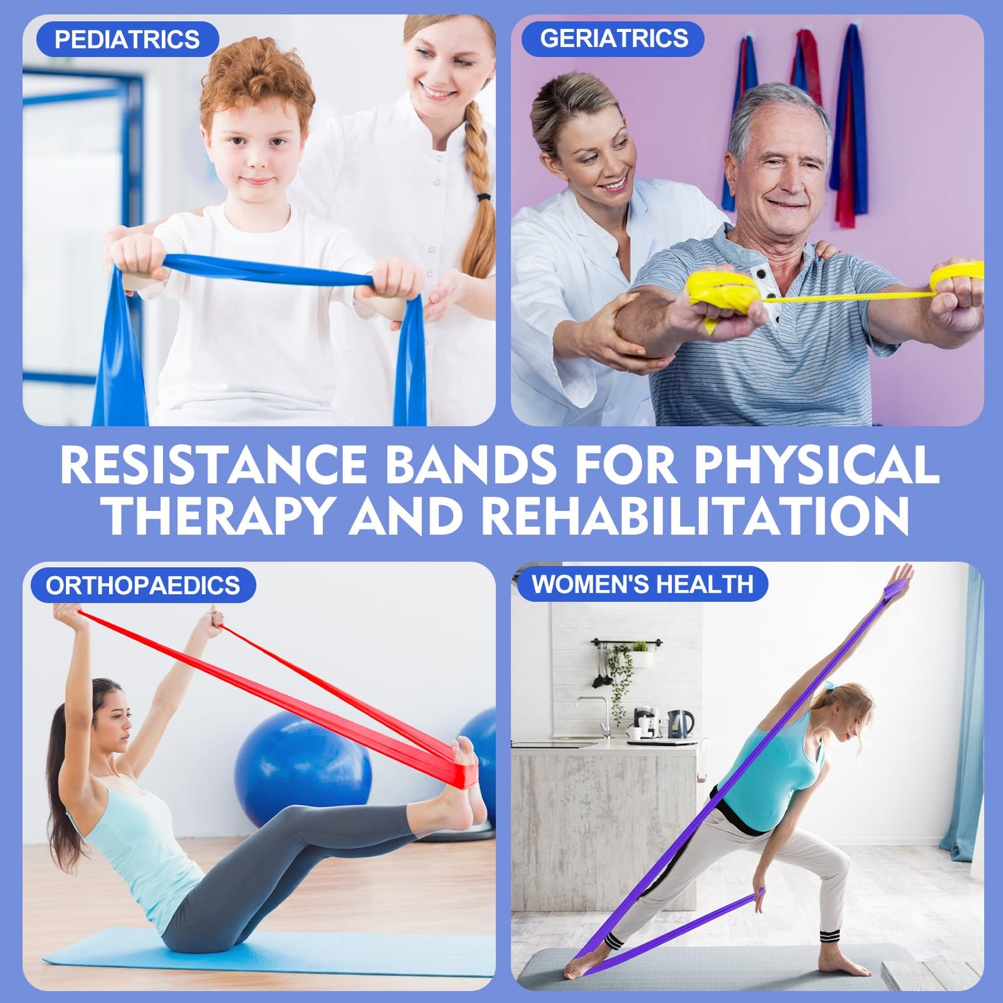 Fokky Gomas Elasticas Musculacion[Set de 4], 1.8 M Bandas Elasticas Musculacion, Cintas Elasticas Musculacion con Bolsa de Transporte, Bandas Elasticas para Crossfit Musculación Yoga Pilates