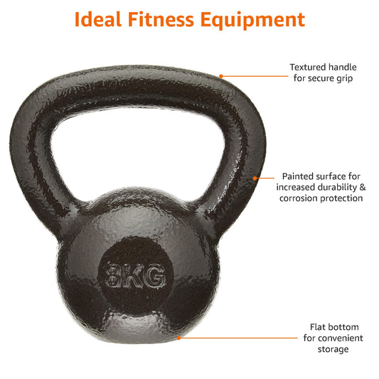 Amazon Basics Pesa rusa de hierro fundido, 8 kg, Negro