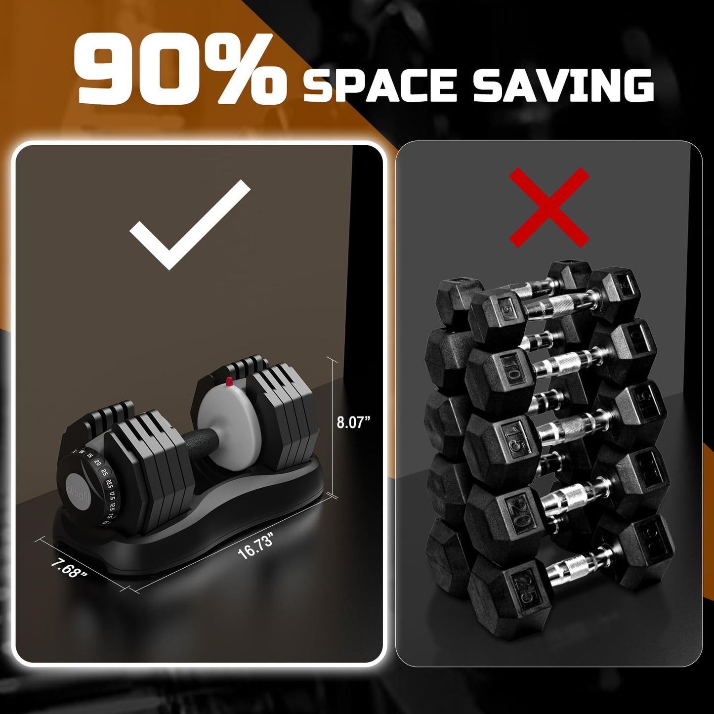 ATIVAFIT Mancuerna Ajustable para Gimnasio Home (Individual)-Ajuste Rápido de Peso con Mancuernas Musculacion, Levantamiento de Pesas, Entrenamiento