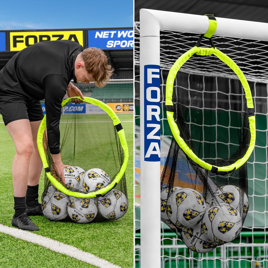 FORZA Red y bolsa para balones de fútbol 2 en 1. Objetivo de portería de fútbol duradero que soporta golpes de 70 mph - Capacidad para hasta 10 balones de fútbol