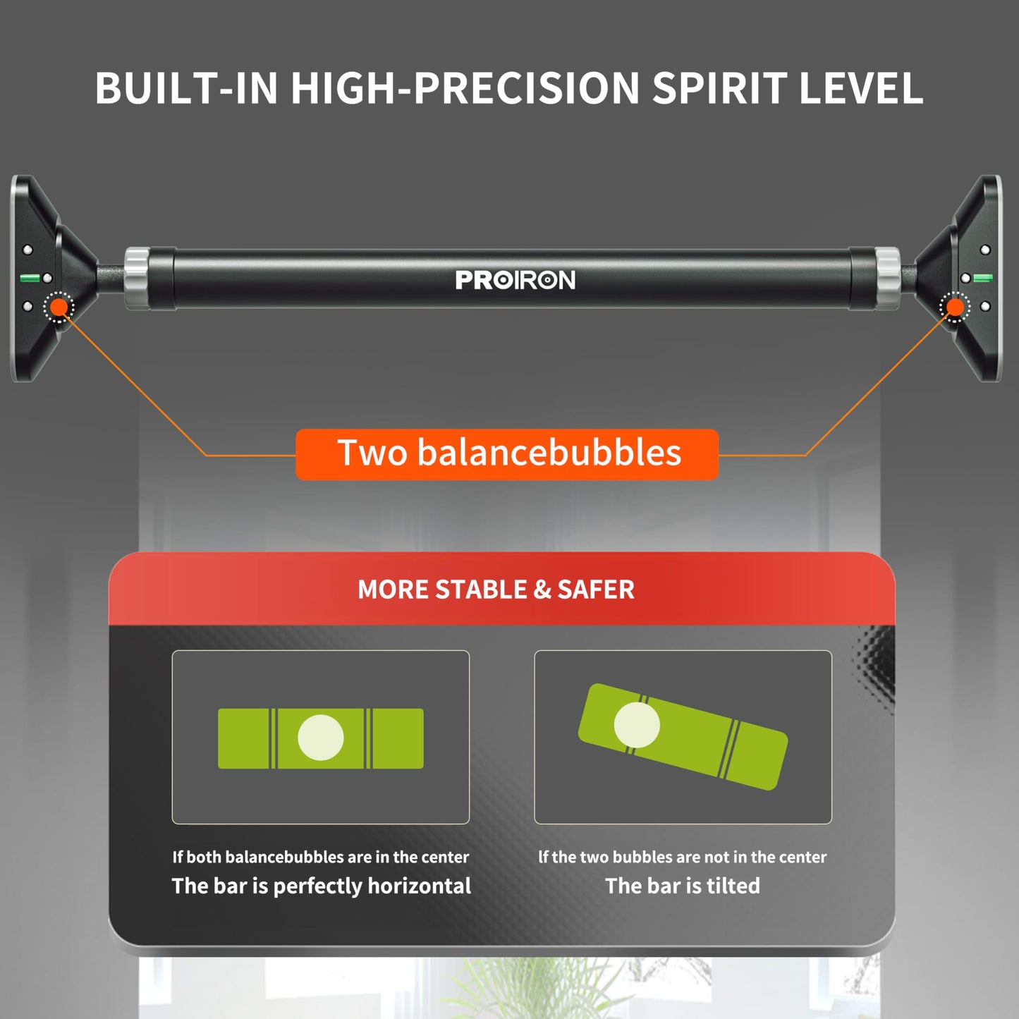PROIRON Barra de tracción, Barra de Puerta, Ajustable de 72 a 97 cm, se Puede Montar sin Tornillos, Antideslizante, sujeción Segura, Asas de Espuma, Barra dominadas del Marco de la Puerta