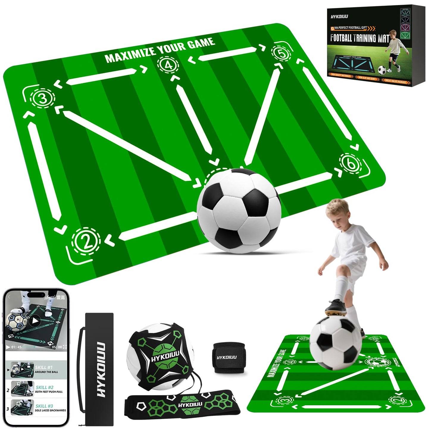 Alfombra Entrenamiento Futbol Con Kick Throw Trainer Didáctico 90x60cm Alfombra Futbol Entrenamiento Profesional – Tapete De Entrenamiento De Pasos, Manta De Campo De Esquinay Tapete De Fútbol