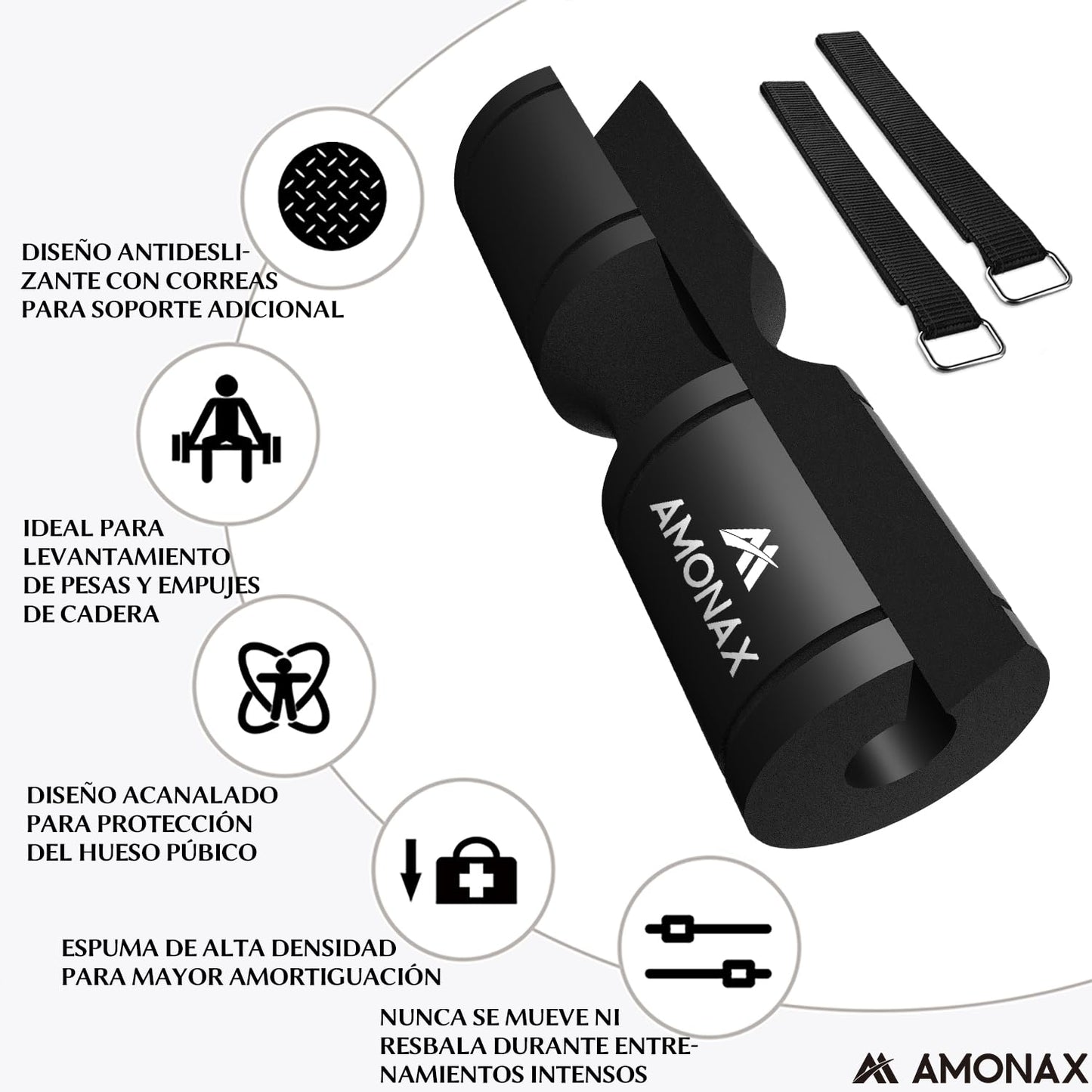Amonax Almohadilla Barra Gimnasio Para Hip Thrust, Protector Barra Gimnasio Con Acolchado Grueso De Espuma, Almohadilla Sentadillas Y Entrenamiento De Fuerza