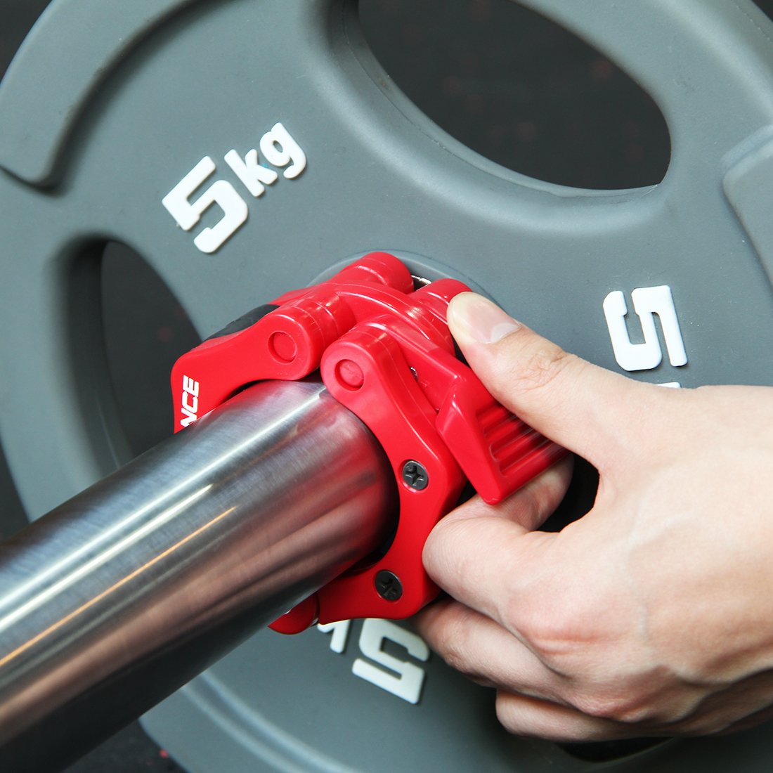 POWER GUIDANCE Abrazaderas Mancuerna para Barras Olímpica 50mm Cierres Barra Abrazaderas de Topes para Barras de Pesas con Bloqueo Cierre de sujeción rápida y Segura(1 par)