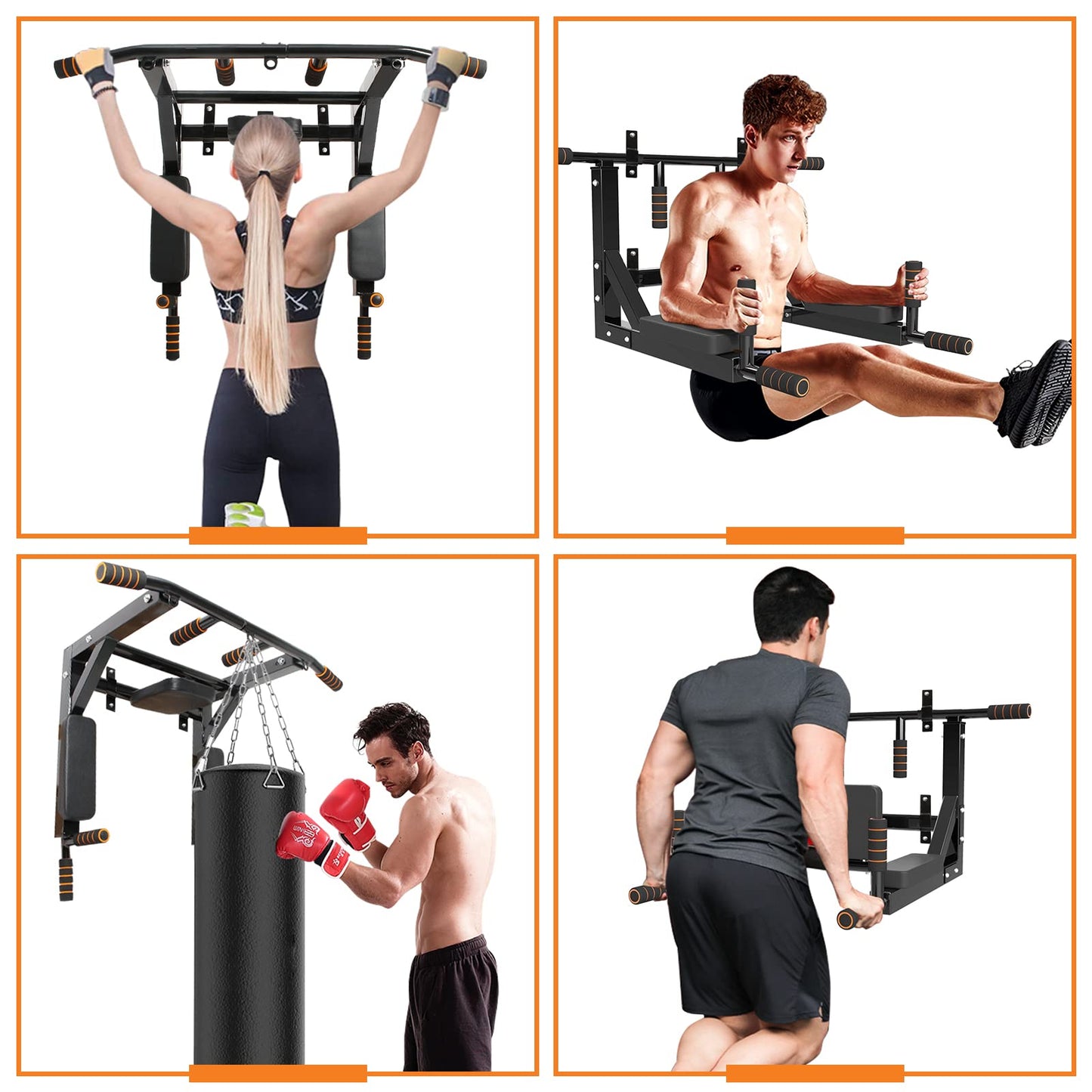 Leogreen Barra de Dominadas de Montaje en la Pared Multifuncional, Boxeo TRX Entrenamiento y Resistencia Training, estación de inmersión, Carga máx 200 kg