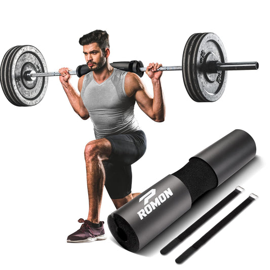 Romon Almohadilla Barra Gimnasio, Cuello Y Hombros Almohadilla Sentadillas con 2 Correas de Seguridad, Para Levantamiento de Lunges Hip Thrusts, negro, 43