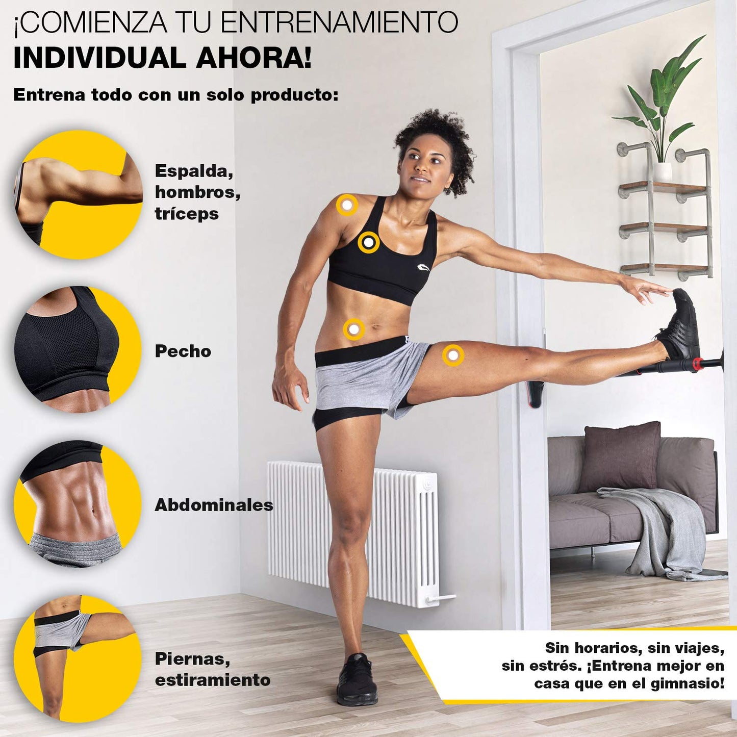 Sportstech Barra Dominadas con Función Innovadora de Fijación | Segura y rápida - Barra de Dominadas sin Tornillos para el Marco de la Puerta | Barra para casa ajustable hasta 90 cm | KS260/KS270 incl