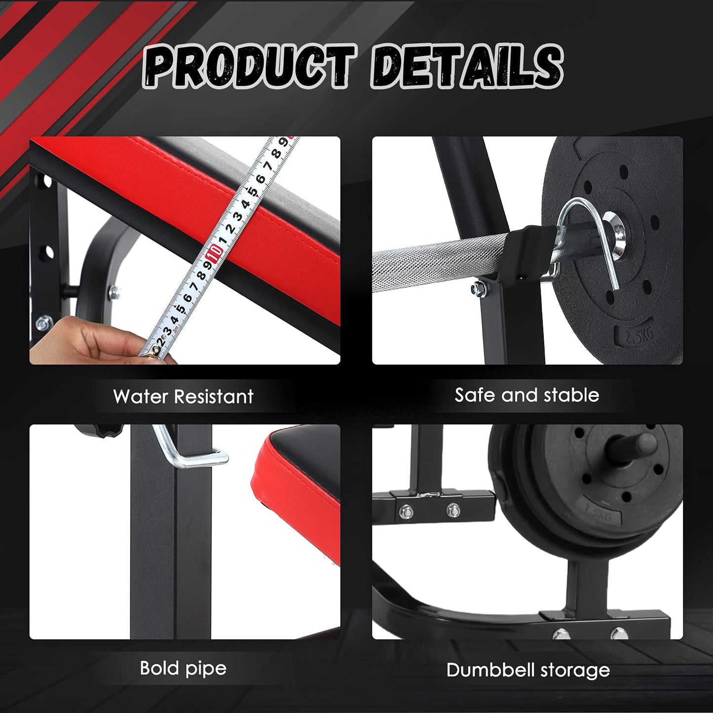 ISE Banco de Musculación Multifuncional Inclinable para Entrenamiento Completo, Banca de Peso Ajustable Plegable Fitness Doméstico para Casa, Máx 120KG