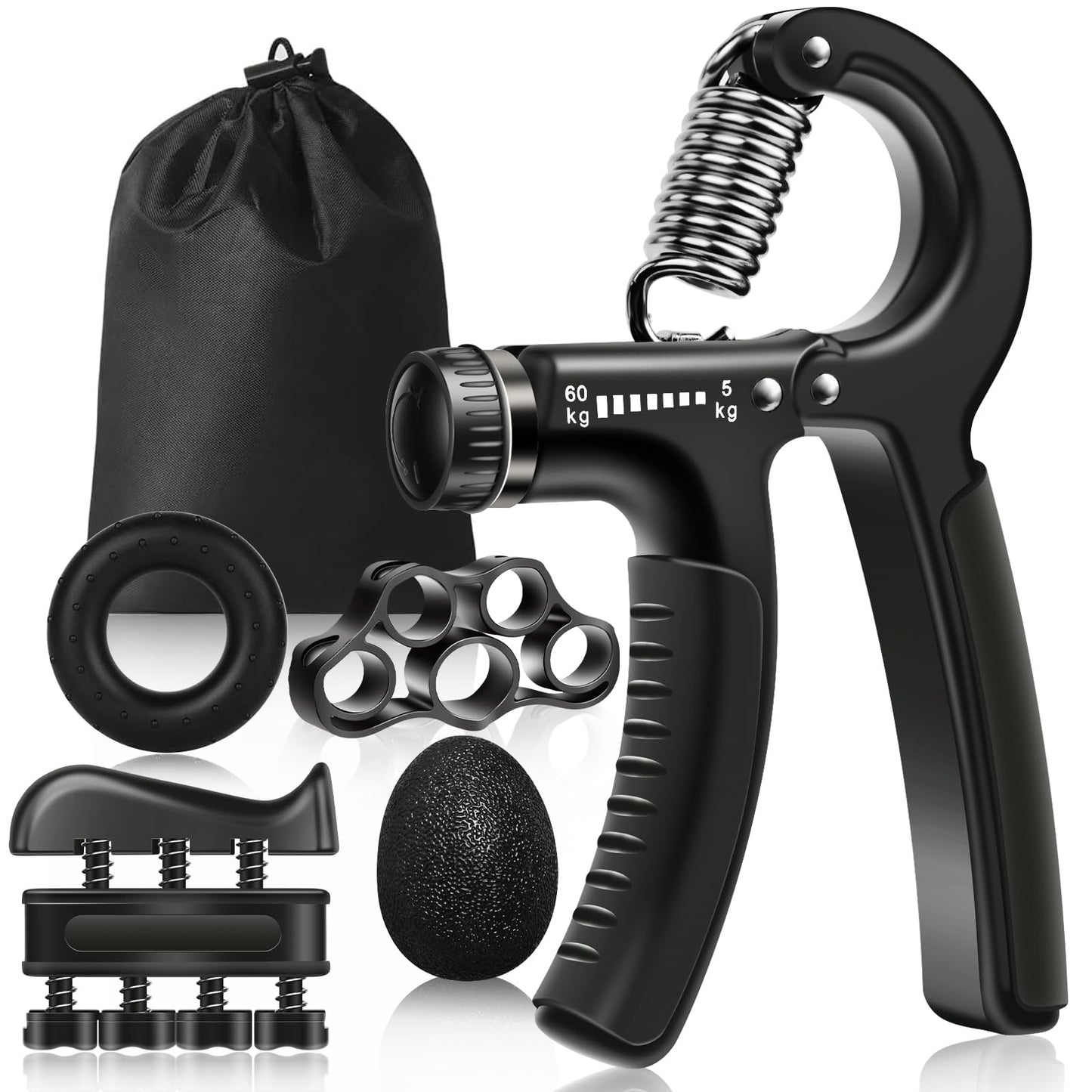 Vicloon Hand Grip para Antebrazo Ejercitar 5 Piezas Ajustables Fortalecedores de Agarre de Mano de 5-60KG Entrenador de Músculos de Mano Utilizado para Entrenamiento Antebrazo Muñeca Apretón de Manos