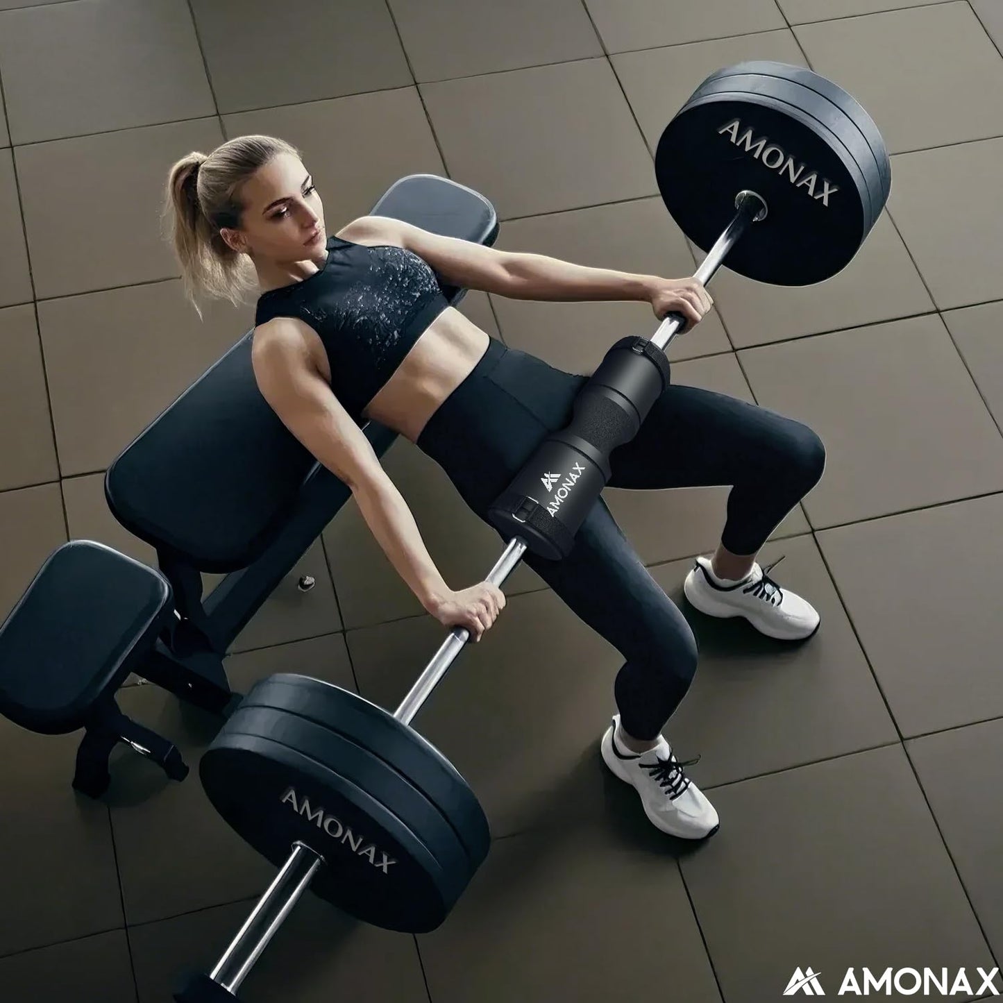 Amonax Almohadilla Barra Gimnasio Para Hip Thrust, Protector Barra Gimnasio Con Acolchado Grueso De Espuma, Almohadilla Sentadillas Y Entrenamiento De Fuerza